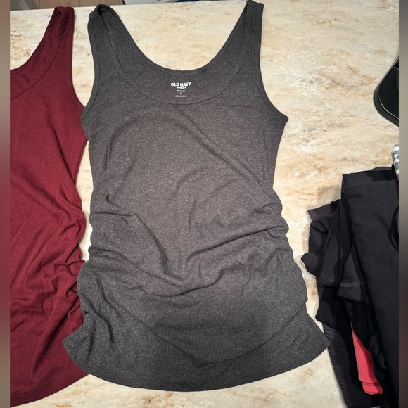 3/$25 Two (2) Old Navy Maternity First-Layer Rib-Knit Side-Shirred Tank Tops (M) - Picture 3 of 9